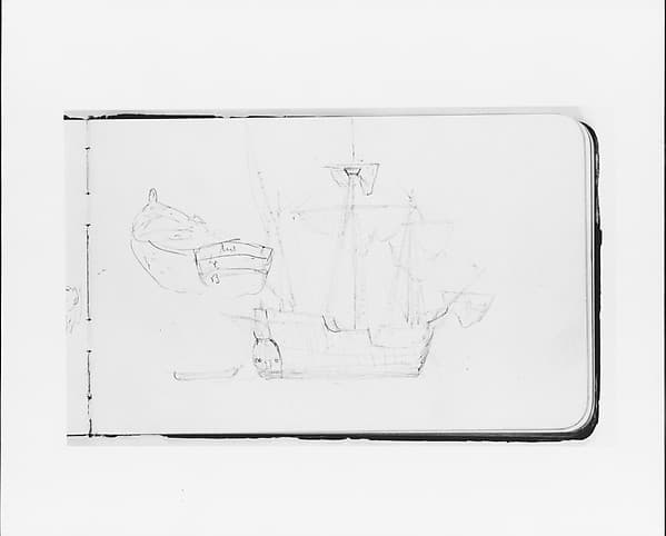 Study of a Ship and Rowboat (from Sketchbook)