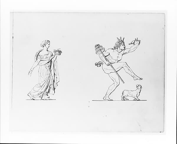 Classical Female Figure; Satyr and Dog (from Sketchbook)