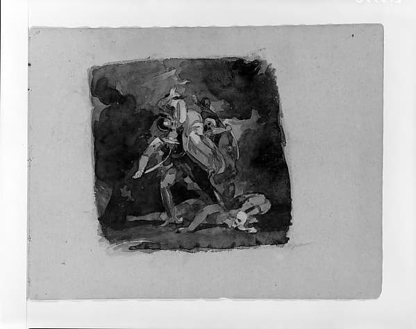 Women Being Abducted by Two Men with Fallen Figure Beneath (from Sketchbook)