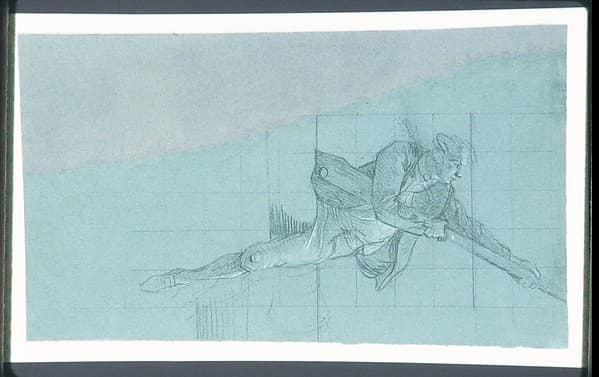 Study for "The Siege of Gibraltar": Figure Astride Cannon Pulling Down Spanish Colors