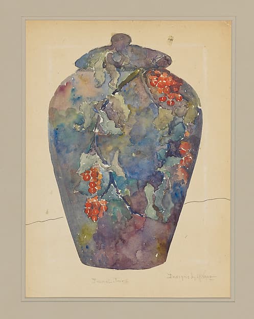 Design drawing for enameled covered jar