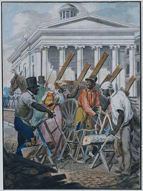 Black Sawyers Working in front of the Bank of Pennsylvania, Philadelphia