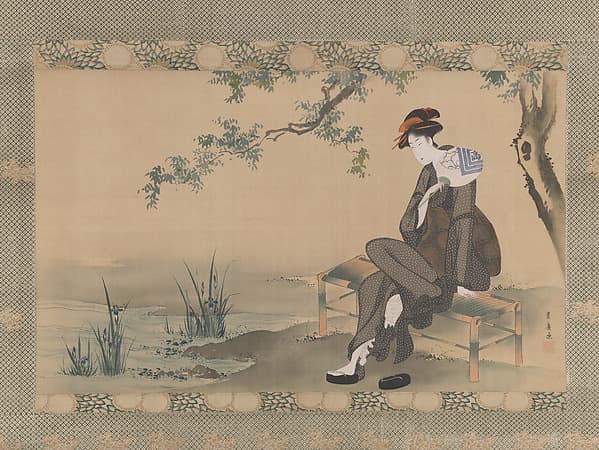歌川豊広筆 「納涼美人図」|Woman Cooling Herself
