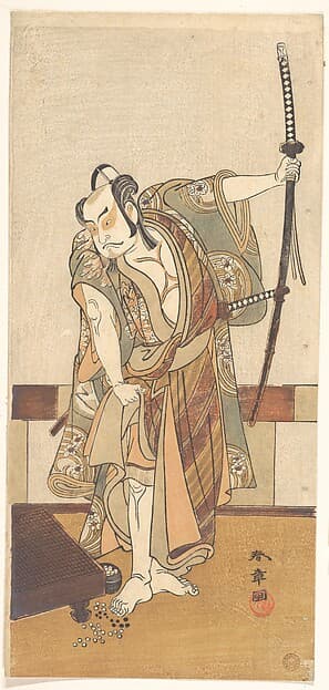 The Third Otani Hiroji as a Samurai of High Rank Standing in a Room