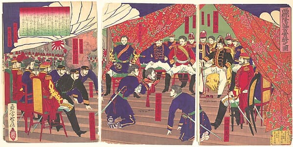 Saigo Ryusei Kubi jitsu ken|Presentation of the Head of Saigo to the Prince Arisogawa