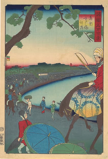 Tōtō Takanawa Kaigen|Foreigners Riding Along the Coast at Takanawa in the Eastern Capital