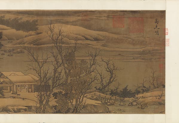 南宋 傳 劉松年 溪山雪意圖 卷|Snowy landscape with rustic riverside retreat