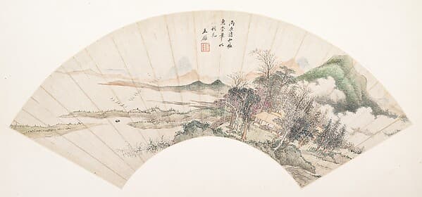 清 佚名 倣王鑑 倣惠崇山水圖 扇|Landscape in the Style of Huichong