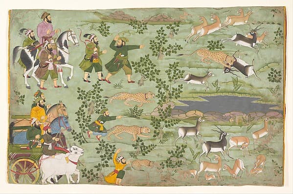 Shah Jahan Hunting Blackbuck with Trained Cheetahs