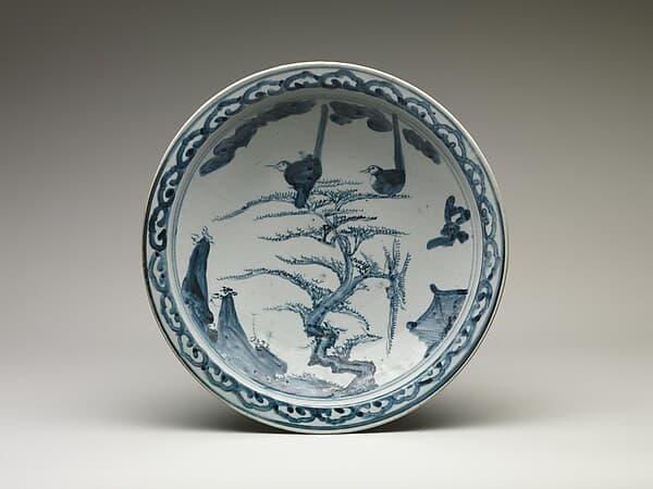 松に鳥文皿 肥前焼・初期伊万里様式|Dish with Birds on a Pine