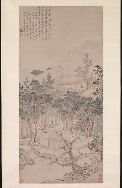 明 文徵明 樓居圖軸|Living Aloft: Master Liu's Retreat