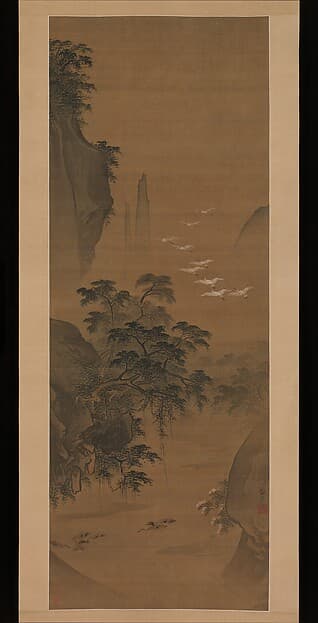 明 呂紀 秋景花鳥圖 軸|Autumn landscape with egrets and ducks