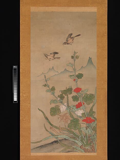式部輝忠筆 夏秋花鳥図|Birds and Flowers of Summer and Autumn