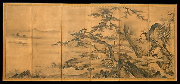 琴棋書画図屏風|The Four Accomplishments