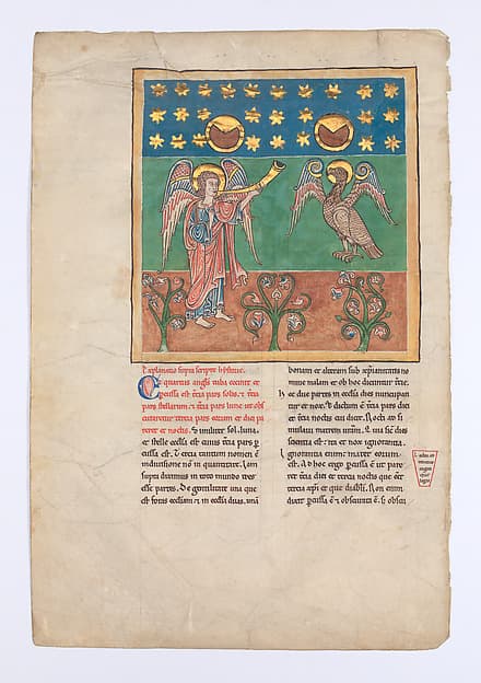 Leaf from a Beatus Manuscript: the Fourth Angel Sounds the Trumpet and an Eagle Cries Woe