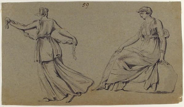 Scene of Dancing Maiden and Seated Woman