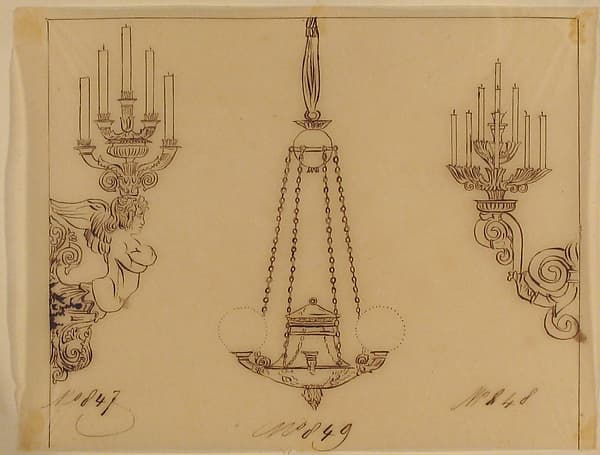 Designs for Two Sconces and a Chandelier