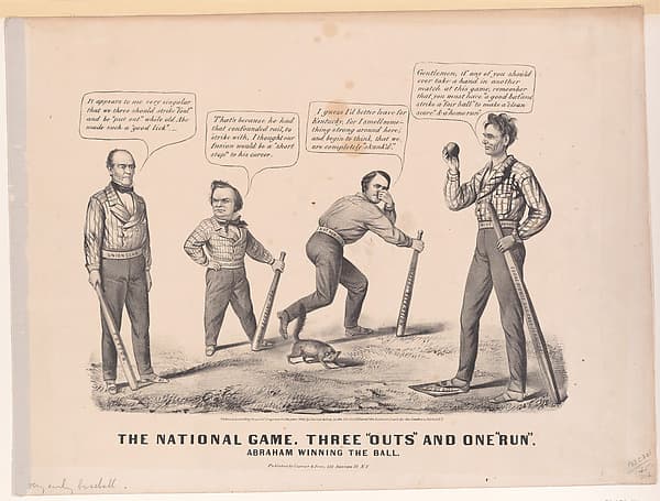 The National Game. Three "Outs" and One "Run" – Abraham Winning the Ball