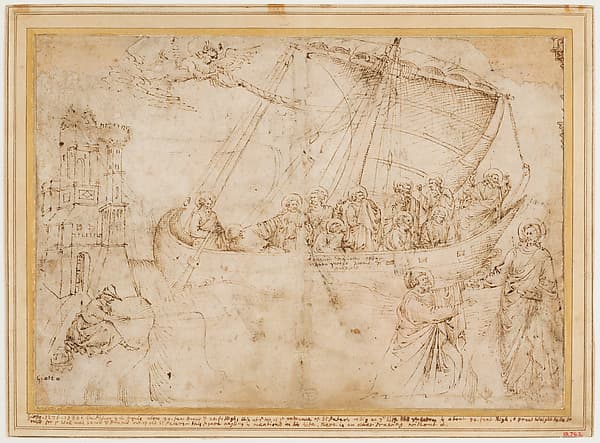 Free Copy of Giotto's "Navicella" (recto); Copy of Adam in Masaccio's Expulsion from the Garden of Eden, and other Figure Studies (verso)