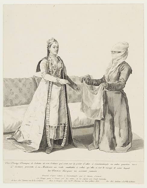 A Woman of European Descent at Galata Being Handed Her Veil by Her Servant Prior to Going Out