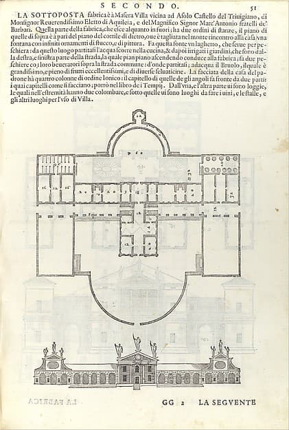 Villa Barbaro, from I quattro libri dell'architettura di Andrea Palladio (Book 2, page 51)
