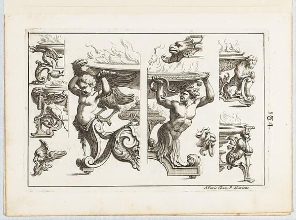 Desseins de Brasiers dont les Ornements peuuent Seruir aux Cuuettes, Tables, et autres Ouurages d'Orfeurerie, Plate 4