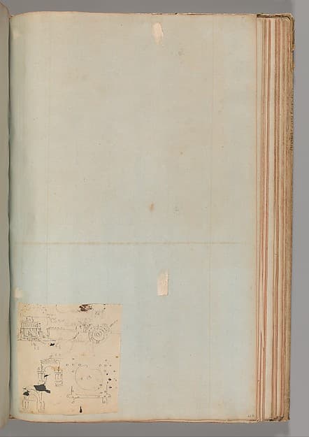 Page from a Scrapbook containing Drawings and Several Prints of Architecture, Interiors, Furniture and Other Objects