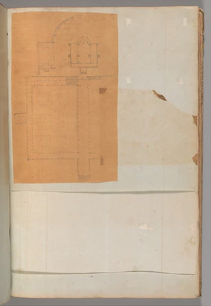 Page from a Scrapbook containing Drawings and Several Prints of Architecture, Interiors, Furniture and Other Objects