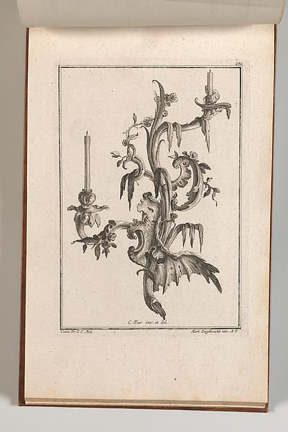 Design for a Two-Armed Candelabra with Rocaille Ornaments and Flowers, Plate 3 from an Untitled Series of Designs for Suspended Candelabra