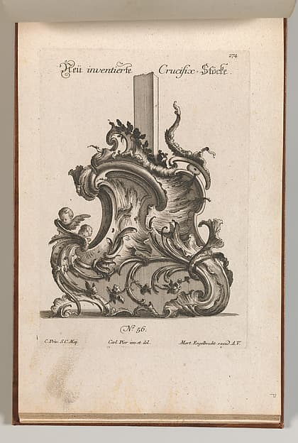 Design for the Base of a Crucifix, Plate 1 from: 'Neü inventierte Crucifix= Stöcke'