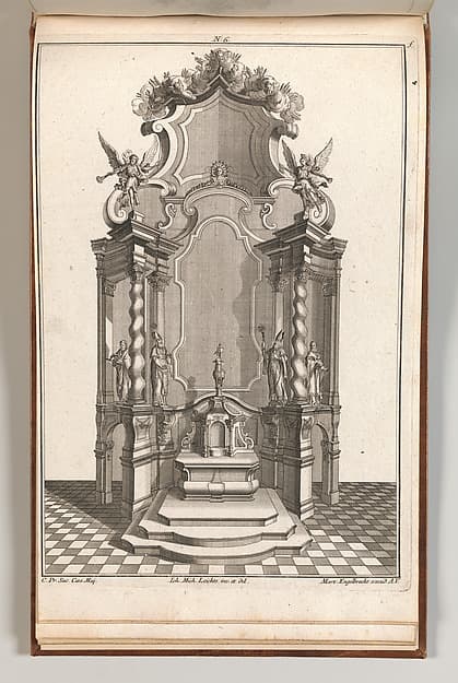 Design for a Monumental Altar, Plate f from 'Unterschiedliche Neu Inventierte Altäre mit darzu gehörigen Profillen u. Grundrißen.'