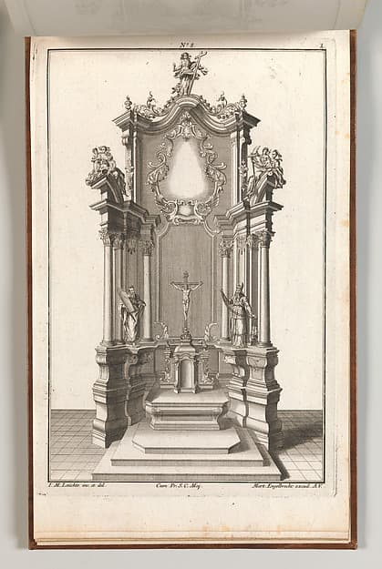 Design for a Monumental Altar, Plate h from 'Unterschiedliche Neu Inventierte Altäre mit darzu gehörigen Profillen u. Grundrißen.'