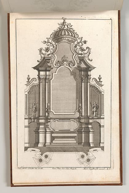 Design for a Monumental Altar, Plate k from 'Unterschiedliche Neu Inventierte Altäre mit darzu gehörigen Profillen u. Grundrißen.'