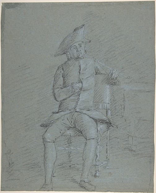 Seated Gentleman Holding a Pipe (recto); Half-Length Study of the Same Man (verso)
