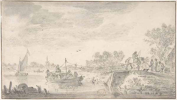 River Scene with Towboat