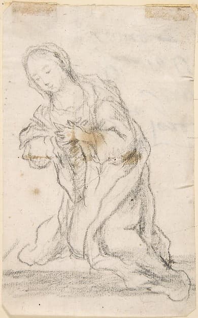 Kneeling Virgin (Virgin Annunciate) (recto); Writing (verso)