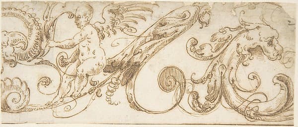 Frieze Design with Acanthus Scrolls, Hybrid Creatures and a Winged Putto