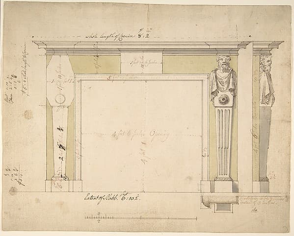 Design for a Chimneypiece (recto); Sketches for Column Bases (verso)