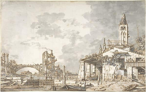 Lagoon Capriccio (recto); Architectural Scene (verso)