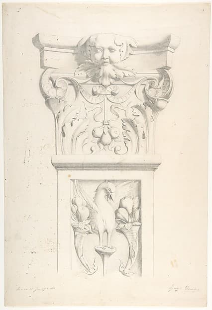 Drawing after a XVIth Century Marble Pilaster and Capital