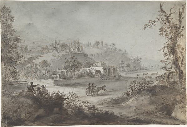 Landscape Prospect with a Buggy and a Herd of Goats