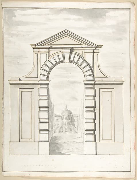 Elevation of a Garden Gate Showing a Palazzo or Villa in the Distance