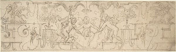 Decorative Frieze with Putti Playing on a Swing