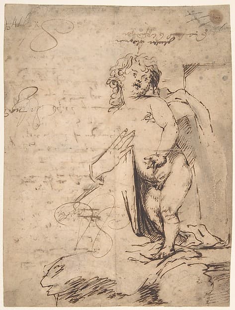 Study of the Christ Child and the Hand of the Madonna. Verso; Profile of a Man