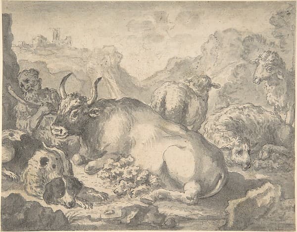 Sheperd with his Flock and a Dog