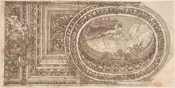 Design for a Ceiling with an Oval Trompe L'Oeil Painting