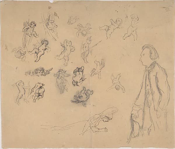 Sheet with putti and several figures