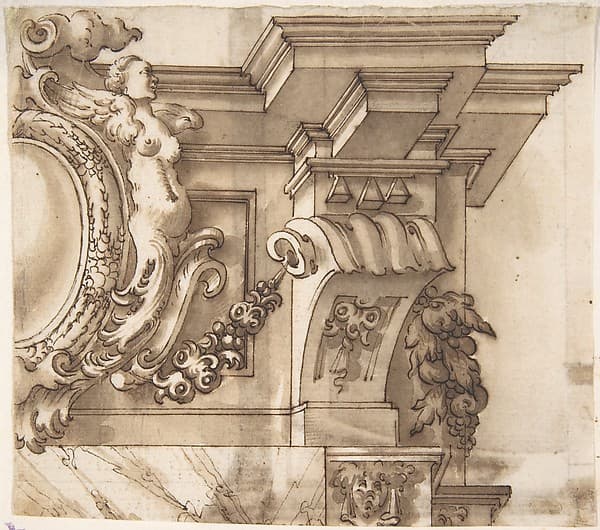 Design for an Overdoor Decoration (?) (recto); Part of a Doorway (verso)