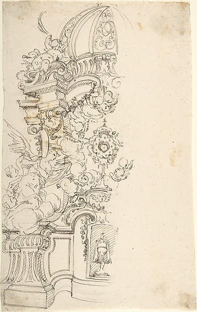 Design for One Half of an Altar, with an Angel (of the Annunciation) at the left