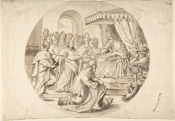 A Pope Recieving a Saint